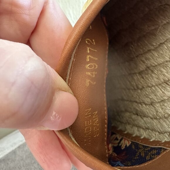 NEW GUCCI || Adela GG Raffia Espadrilles Brown Leather Logo EU 39 US 9 Shoes - Picture 6 of 11